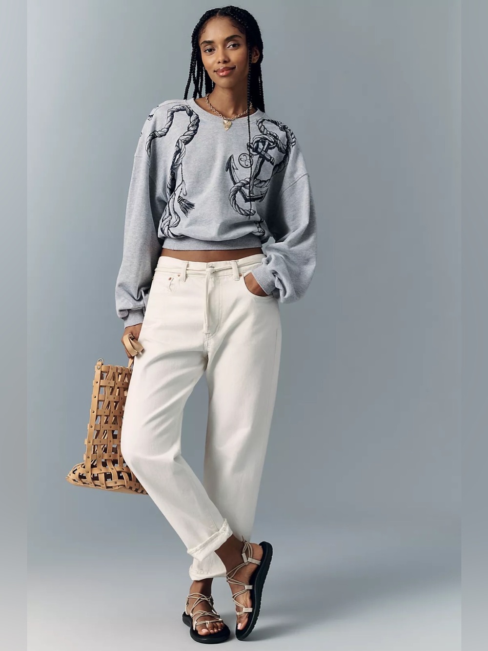 Anthropologie Maeve Puff-Sleeve Sweatshirt